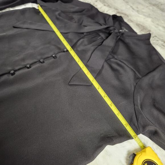 Halogen Black Flowy and Chic Tie Front V Neck Button Down Blouse Top Size XL - Picture 9 of 11